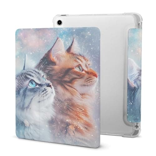Grey and Yellow Cats Case Cover with Pencil Holder Compatible with iPad Pro 2020 11in 2020 10.2in 2020 AIR 4 10.9in Pro 2021 11in