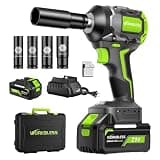WorkBless 1/2 Brushless Cordless Impact Wrench Kit, Max 850Nm (630ft-Lbs) Lightweight Electric Impact Gun with Variable Speed, 1 Pack 20V 4Ah Battery, 4 Sockets for Home & DIY Project