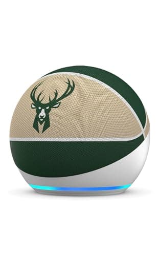 Amazon Echo Dot (newest model) | Officially Licensed NBA Limited-Edition | Milwaukee Bucks