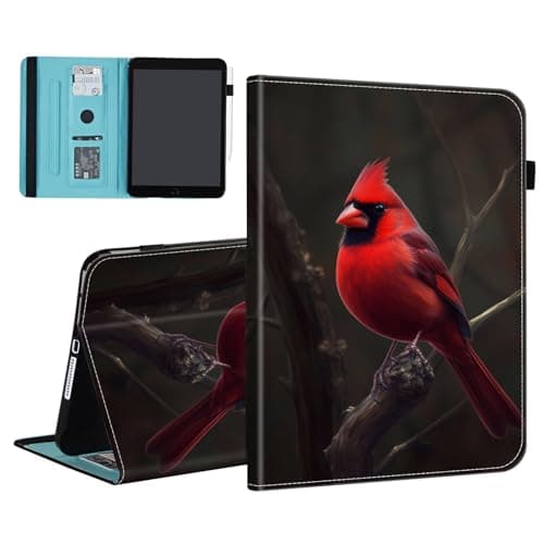 BFUKVOU Case for Samsung Galaxy Tab S11 5G 11 Inch 2025 Model (SM-X730/X736B),Card Slot PU Leather TPU Case Pen Holder Auto Wake Sleep,Red Cardinal Bird