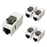 FGB 5 Pack Cat6a Shielded Keystone Coupler, Female to Female RJ45 Keystone Jack, Ethernet Keystone Coupler in Silver