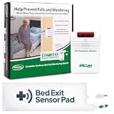 Smart Caregiver Wireless Bed Pad Alarm System with Weight Sensor Pad for Fall Prevention | 10" x 30" Alarm Pad for Bed Alerts Medical Caregiver | Cordless Bed Alarm with Up to 300' Range