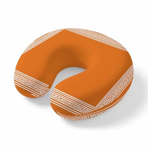 Yaiikkvbaa Burnt Orange Geometric Neck Pillow Memory Foam U Shaped Travel Pillow, Country Greece Key Art Neck Support Pillows Decorative Headrest Cushion for Airplane Sleeping Car Office