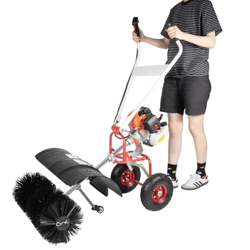 Gasoline Snow Sweeper 52cc 2.5HP 2-Stroke Engine Snow Broom, Foldable & Portable with Large 20.47" Nylon Brush Head for Driveway Walkway Artificial Lawn Snow Removal