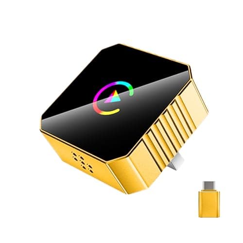 Gfwrlc 2026 Mini Wireless Carplay Adapter，Upgrade Wired to Wireless for Carplay & Android, Plug and Play, Zero Delay Car Play for iPhone iOS 10+, Android 11+Marine Autopilots(Yellow).
