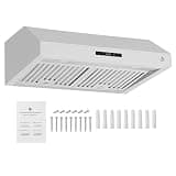 30 Inch Under Cabinet Range Hood for Kitchen, Stainless Steel Vent Hood 110V 200W Cabinet Range Hood with Kitchen Exhaust Fan for Stove Cooking Ventilation, Original Finish, Model 702A/EF1