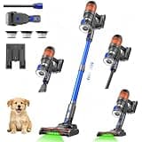 COTIAR Cordless Vacuum Cleaner, 500W 40KPa 60Mins Vacuum Cleaners for Home, Anti-Tangle Rechargeable Vacuum with Green Light Wireless Vacumm for Pet Hair/Carpet/Hardwood Floor, Blue