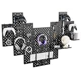 PEGZONE Controller and Headphone Holder Wall Mount, Modular Gaming Pegboard with Accessories, Controller Stand, Disc Shelf Organizer, 14pcs, Black