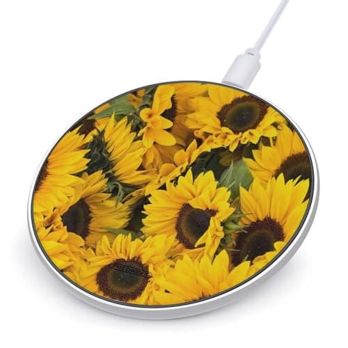 Sunflower Wireless Charger Portable 10W Fast Wireless Charging Pad Compatible with Phone Ultra-Thin Charging Station Lightweight Charger Mat for Travel Home Office Desk