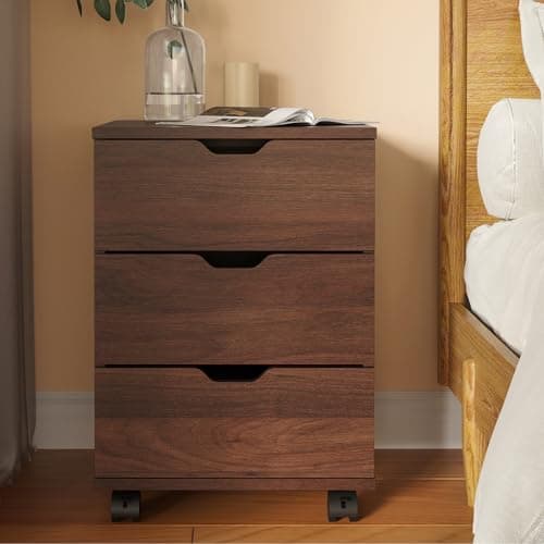 XUOXFUTZIG 3 Drawer Filing Cabinet, Rolling Wood Mobile File Cabinets with Printer Stand Under Desk Storage Organization with Wheels, File Cabinets for Home Office and Commercial Spaces (Brown)