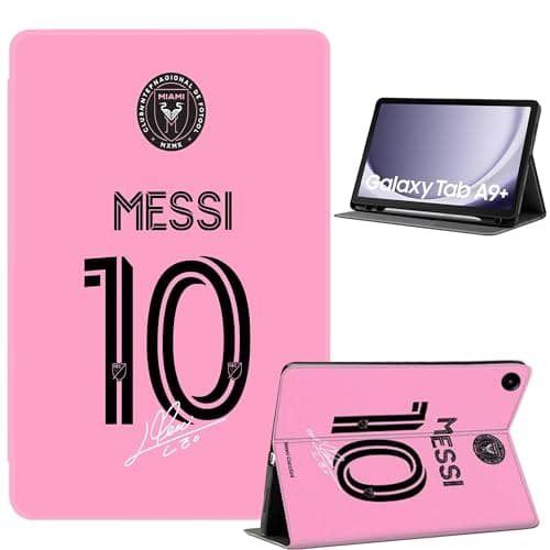 ZERMU Case for Galaxy Tab A9+/A9 Plus 11 inch 2023, Mess%i #10 Argentina Soccer Miam%i Shockproof Magnetic Cover [Auto Sleep/Wake] with Pencil Holder, Multi-Angle Stand, Adjustable Kickstand