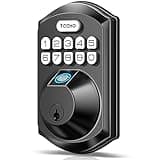 TEEHO TE002 Fingerprint Door Lock - Keyless Entry Electronic Keypad Deadbolt with 2 Backup Keys - Auto Lock - Easy Installation - Smart Locks for Front Door - Matte Black