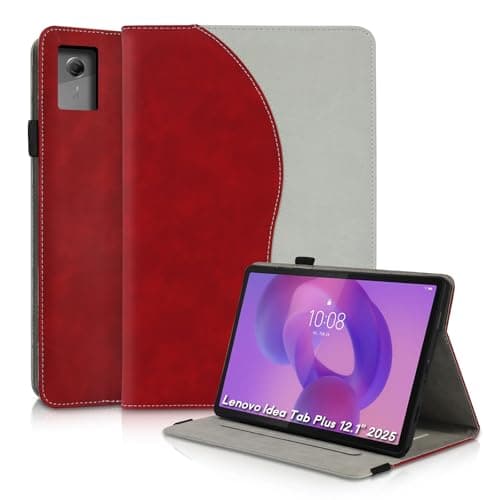 Succtopy Cover for Lenovo Idea Tab Plus 2025 12.1 Inch TB361ZU TB361FU PU Leather Case with Stand Function Protective Case with Pen Holder for Lenovo Idea Tab Plus 12.1 Inch 2025 Red