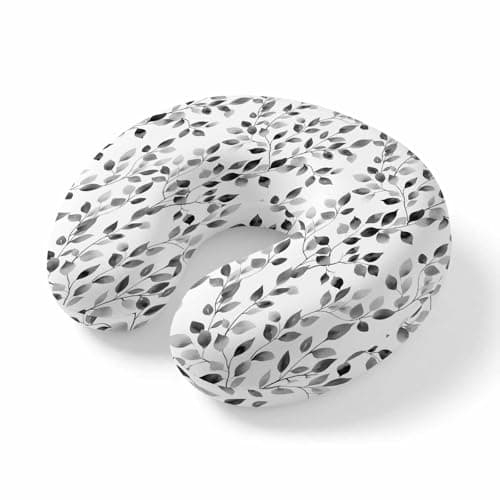 ZFUNCING Travel Pillows U-Shaped Neck Pillow Watercolor Gradient Gray Eucalyptus Leaves Ergonomic Memory Foam Pillow Head Cushion,Vintage Leaf Soft Portable Neck Pillows for Office Airplane Car Train