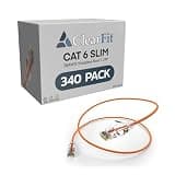 ClearFit Slim 340 Pack - 6 Foot Cat6 28AWG Ethernet Cable, Clear Boot, Cat 6 Internet, Data Center Rated, Orange, 6 Foot, by UNC Group