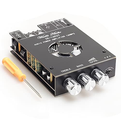 320W Power Amplifier Board 2.0 Channel 160W×2, 15V-36V Audio Power Amplifier Module with Treble and Bass Control,Black (Black3 ZK-1602T)