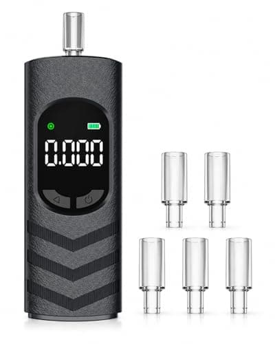Sobersense Pro Breathalyzer, Portable Rechargeable Breathalyzer Alcohol Tester with LCD Display and 5 Mouthpieces for Home, Parties, Road Trips and Everyday Personal Use