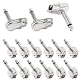 MURAGIC 15 Pack Stainless Steel TS Mono Male Plug 1/4 Inch Right Angle 90 Degree TS Mono Male Solder Jack Connector Pancake Style DIY Solder Audio Connector for Guitar Pedal Instrument Patch Cables