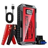 10000mAh Car Battery Jump Starter, Portable 12v Jumper Starter Suitable, Starter Cable with LED Display and LED Lights, Car Battery Jumper for 8l Gasoline and 10l Diesel Engines