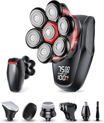 Head shavers for Bald Men 5-in-1 Men's Grooming Kit, 7D Rotary Electric Head Shaver, IPX8 Waterproof Wet/Dry Gifts for Father Oliveblack