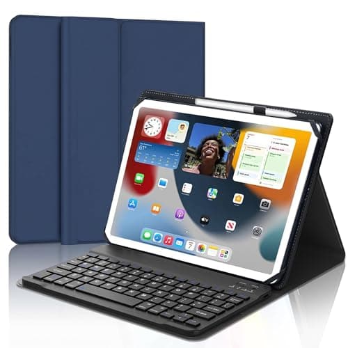 Universal Tablet Keyboard Case for 9",9.7",10.1",10.2",10.5",10.9",11" Tablets, Rechargeable Wireless Bluetooth Keyboard, Smart Folio Leather Cover with Stretch Strap for Android/iOS/Windows Tablet