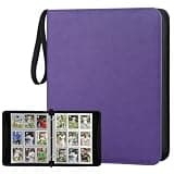 GERMUN 3 Ring 9 Pocket Zipper Card Binder, 720 Double Sided Standard PU Trading Card Album Folder for TCG & Sports Cards, Not Fit Top Loaders (purple)
