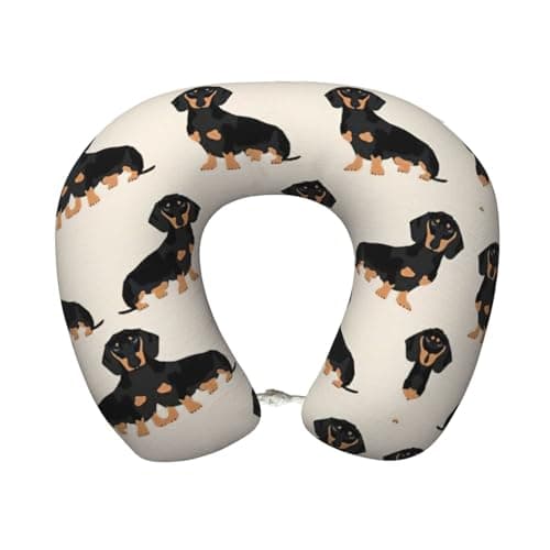 pvinnk Dachshund Dog Print Memory Foam Travel Pillow Neck Support U-Shaped Wrap-Around Ultralight 9.8X11.8in