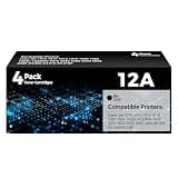 12A Toner Cartridge 4-Pack Black Replacement for HP 12A Q2612A 1020 3015 Toner Work for Laser Jet 1010 1022 1012 1015 1018 1022n 1022nw 3030 3020 3050 3052 3055 M1005 M1319 M1319F Printer