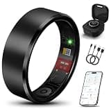 Milavan Smart Ring 2.0 for Women Men, Slim Scratch & Fingerprint Resistant Design, Advanced Chip Fitness Tracker, Sleep, Stress & Activity Monitoring, Waterproof, Black 12#
