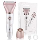 Electric Razors for Women - Painless 2-in-1 Shaver for Women Hair Remover for Face, Legs and Underarm Wet & Dry, Portable Bikini Trimmer, Lady Hair Removal with 2 Trimmer Heads- Micro USB Recharge