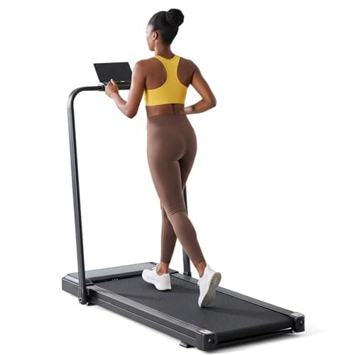 NEWBULIG Walking Pad Treadmill with Handle Bar, Portable Compact Under Desk Treadmill with Remote Control & LED Display for Home Office, Quiet Fitness Machine, Black