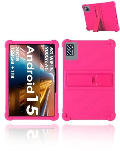 for ZENTALITY C-710 PRO MAX Android 15 10 Inch Tablet,Skin-Friendly Soft Silicone Protective Case,Full Protection Against Drops and Scratches,with Adjustable Viewing Stand,Rosered.