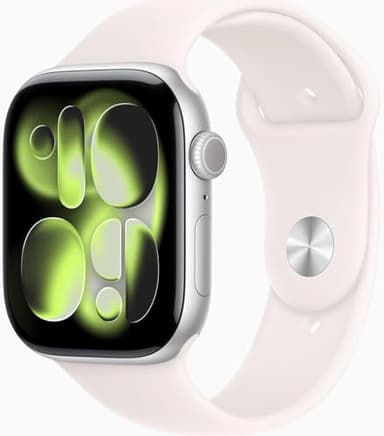 Apple Watch Series 11 [GPS, 46mm] Silver Aluminum Case with Light Blush Sport Band, M/L (Renewed Premium)