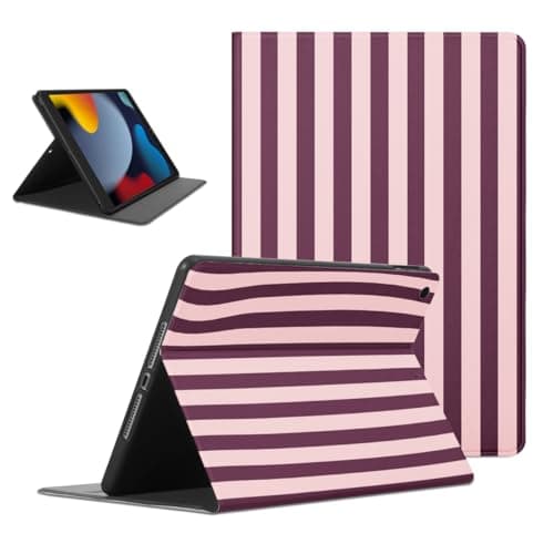 Mrtponk Romantic Dreamy Striped Tablet Case for iPad Air 1st Gen 2013 9.7", Cute Girly Simple Striped Print Vertical Line Pattern Case Slim Lightweight Trifold Stand with Soft TPU Cover for Girl Boy