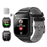 Wonlex 4G Kids Smartwatch with SIM Card, GPS Smart Watch for Kids, Health Monitor Phone Watch With Temperature, Video Calls, Camera, Pedometer, Alarm, Music Player for Boys Girls Aged 4-15 (Black)