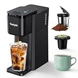 Tastyle Mini Hot and Iced Coffee Maker Single Serve, for K Cup and Ground, 6 to 14 Oz Brew Sizes, with Recipe Book, for Home, Travel, RV, Office and Dorm,Classic Black (2.0 Version)