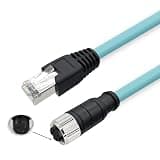 SCTHYWUPT M12 4 Pin D Code Female to RJ45 Plug High Flex Cat7 Industrial Ethernet PVC Cable 1M