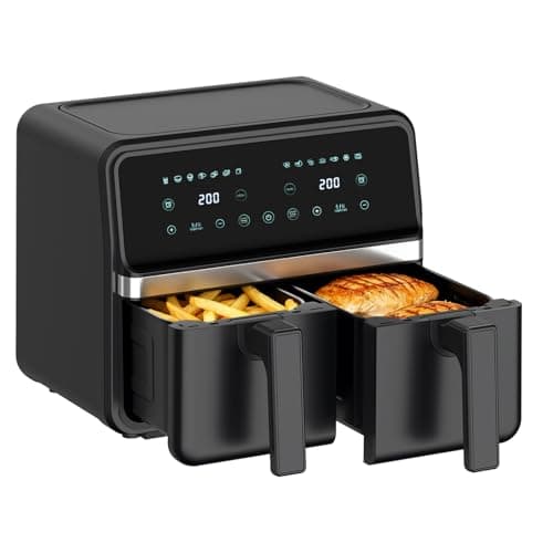 REABELL 4QT+4QT Dual Basket Air Fryer - Digital Touchscreen, Smart Sync Finish,Auto Shutoff, 2 Independent Nonstick Dishwasher-Safe Frying Baskets - 8 Quart Digital Double Air Fryer