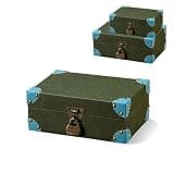 LVPETALIZE Treasure Chest,Wooden Treasure Box with Leather,Vintage Decorative Storage Boxes with Lids,Treasure Chest Box for Jewelry, Coins and Collectibles (sage green)