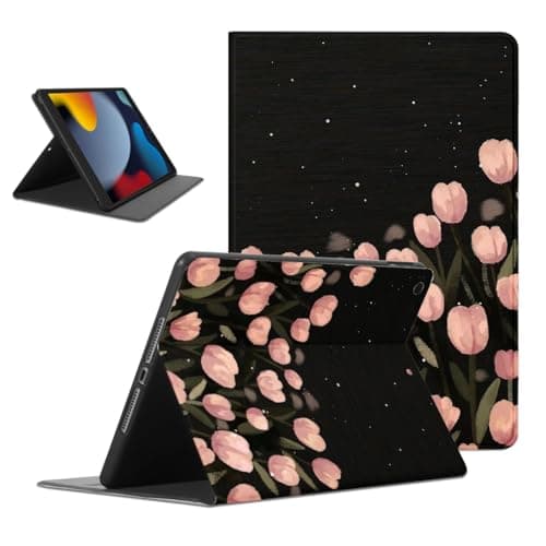 Mrtponk Tulip Flower Starry Sky Tablet Case for iPad mini 6 2021 Case 8.3 Inch,Floral Pattern for Women Men Teens Protective Cover Flip PU Leather Stand Funda