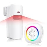 TECKNET Wireless Motion Sensor Door Chime, Fast Detection PIR Entry Alert(5S Interval Alarm) with 61 Chimes, 5 Volume Levels, RGB Light Indicator, Easy Install for Business, Home, Elderly, Visitors