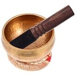 Operitacx Tibetan Singing Bowl 8cm Diameter Yoga Meditation Bowl with Copper Material and Wooden Mallet for Mindfulness and Spiritual Therapy in Meditation Room