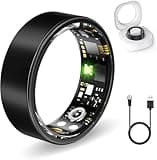 Smart Rings for Women Men, Fitness Ring with Heart Rate, Blood Oxygen, HRV, Stress, Sleep Tracker, Step Tracker, No Subscription Fee, lP68 Waterproof Smart Ring for iPhone & Android (Black, 8#)