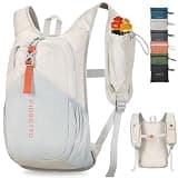 FIORETTO 15L Hiking Backpack for Women Men Mini Packable Backpack Lightweight Small Daypack for Camping Travel Outdoor, Beige