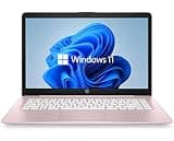 HP 14" HD Laptop, Windows 11, Intel Celeron Dual-Core Processor Up to 2.60GHz, 4GB RAM, 64GB SSD, Webcam, Dale Pink (Renewed)