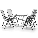 KGHFDVB 5 Piece Patio Dining Set with Expanded Metal Mesh Chairs, Anthracite Outdoor Dining Set with 7-Position Adjustable Backrests and Foldable Table
