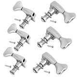 Guitar Tuning Keys 6 Pcs 3L3R, Silver Tone Machine Heads and Pegs with Head Knobs for Acoustic Guitar Headstock Replacement, String Adjustment, Repair Bench Setup and Maintenance