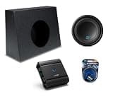 American Sound Connection fits Universal S-W10D4 Single 10" Subwoofer 600W Loaded Sealed Sub Box Enclosure Rhino Coated Bundle | S2-A60M 600W Amplifier, 4GA Amp Wiring Kit