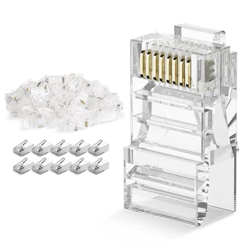 DARKROCK Cat6 RJ45 Connectors 110-Pack for Ethernet Cables - Compatible with Cat6/Cat5/Cat5e, Strong Antioxidant Performance, 24-26AWG/Flat Network Cable - Transparent