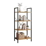 DUMOS 4 Tiers Open Bookshelf, Classic Freestanding Tall Display Shelf, Multifunctional Storage Organizer Rack for Living Room Home Office, Sturdy Bookcase for Books/Movies, Wood